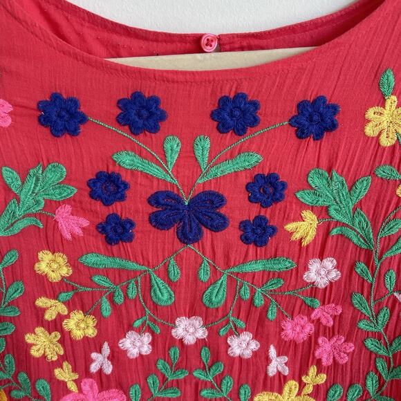 Crown & Ivy Plus Size 2X Flutter Short Sleeves Floral Embroidered Dress Boho - Picture 3 of 12